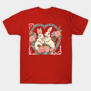 Rabbit Bunny in Love Combating Fight Couple Love Martial Arts Fighter T-Shirt